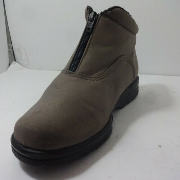 Toe Warmers Womens Size 9M Gray Fully Lined Microfiber Zip Ankle Winter Boots - Picture 6 of 7